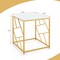 Square End Table With Tempered Glass Tabletop And Gold Finish Geometric Frame-golden